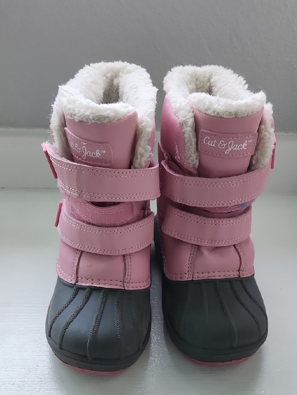 Cat & Jack Pink and Gray Kids Winter Boots